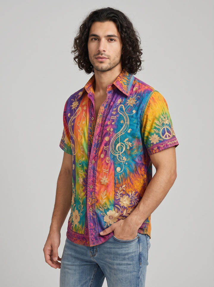 Men's Hippie Floral Print Shirt