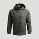 Men's hooded full-zip windbreaker jacket with long sleeves and zipped chest pocket