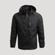 Men's hooded full-zip windbreaker jacket with long sleeves and zipped chest pocket