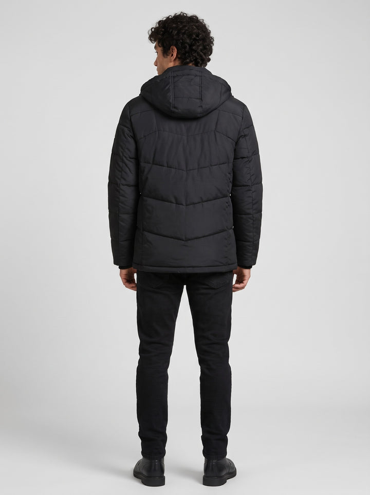Men's Insulated Hooded Puffer Jacket in black