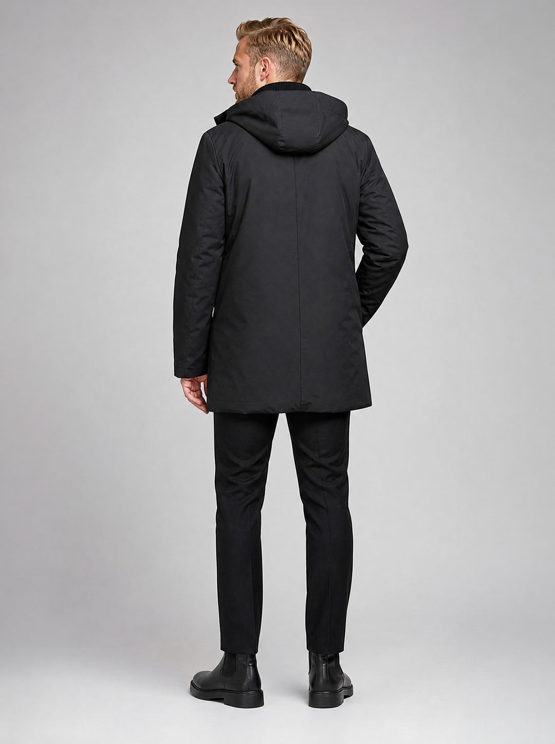 Men's Hooded Winter Parka in black