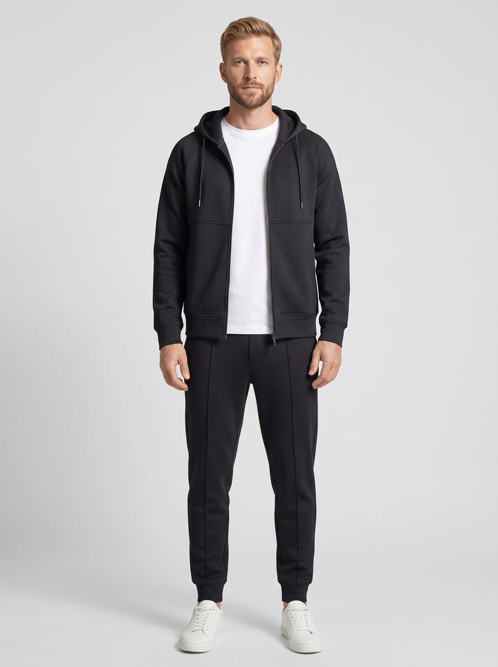 Men's Hooded Zip-Up Scuba Tracksuit in black