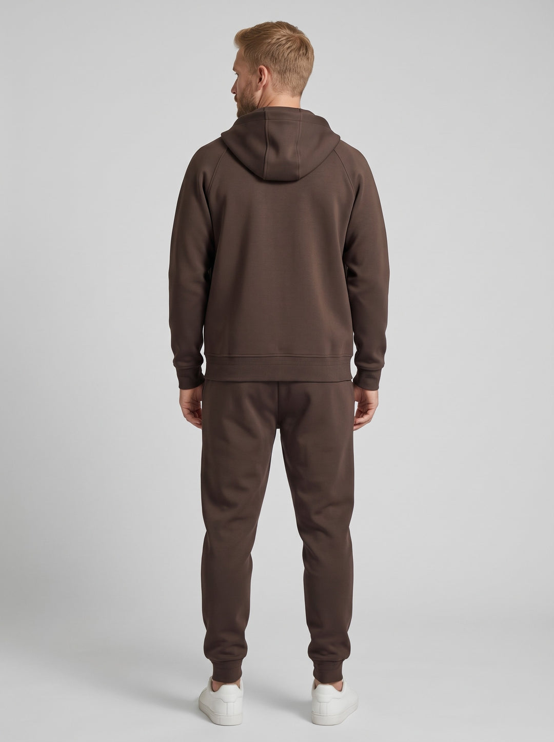 Men's Hooded Zip-Up Scuba Tracksuit in brown