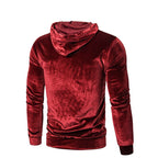 Men's long-sleeve velour hoodie with drawstring hood