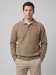 Men's Textured Knitted Polo Jumper in camel