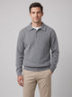 Men's Textured Knitted Polo Jumper in light grey