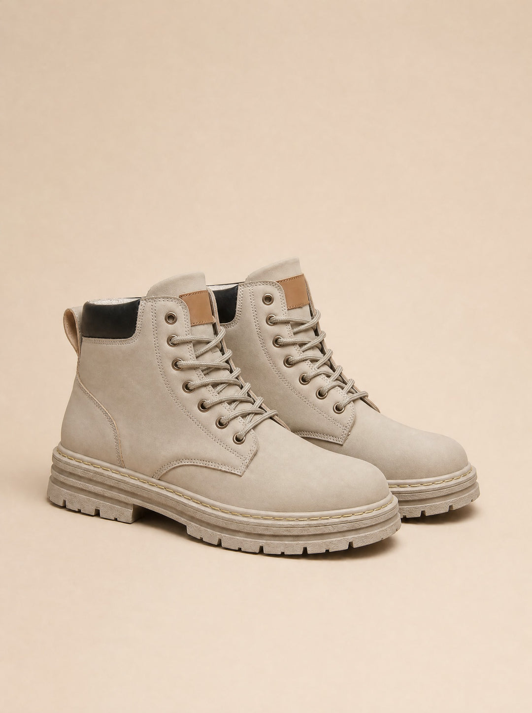 Men's Chunky Lace-Up Boots in stone