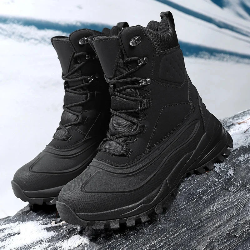 Men's Plush-Lined Lace-Up Snow Boots