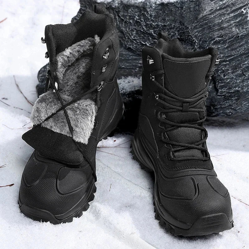 Men's Plush-Lined Lace-Up Snow Boots