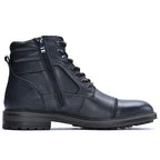 Men's lace-up ankle boots with side zipper and lug sole
