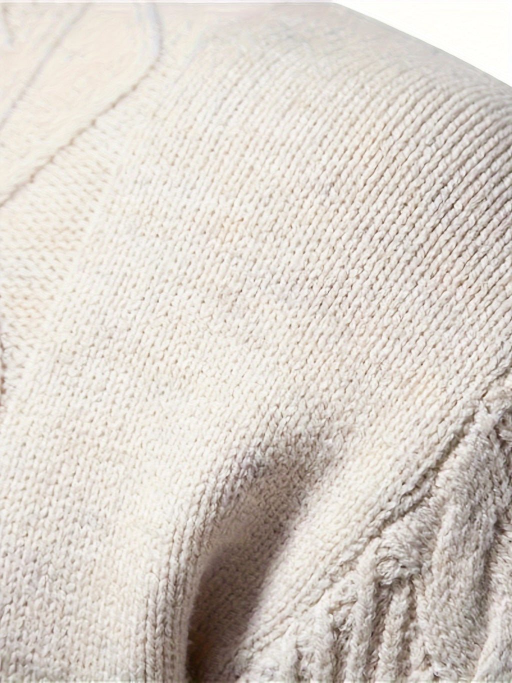 Men's long-sleeved colour block knitted jumper with crew neck and ribbed trims