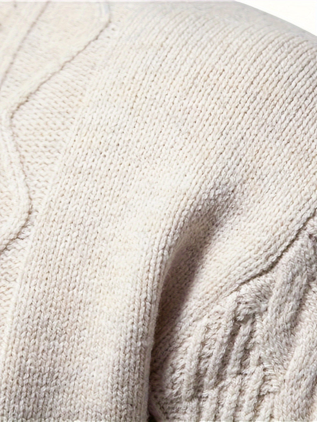 Men's long-sleeved colour block knitted jumper with crew neck and ribbed trims