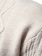 Men's long-sleeved colour block knitted jumper with crew neck and ribbed trims