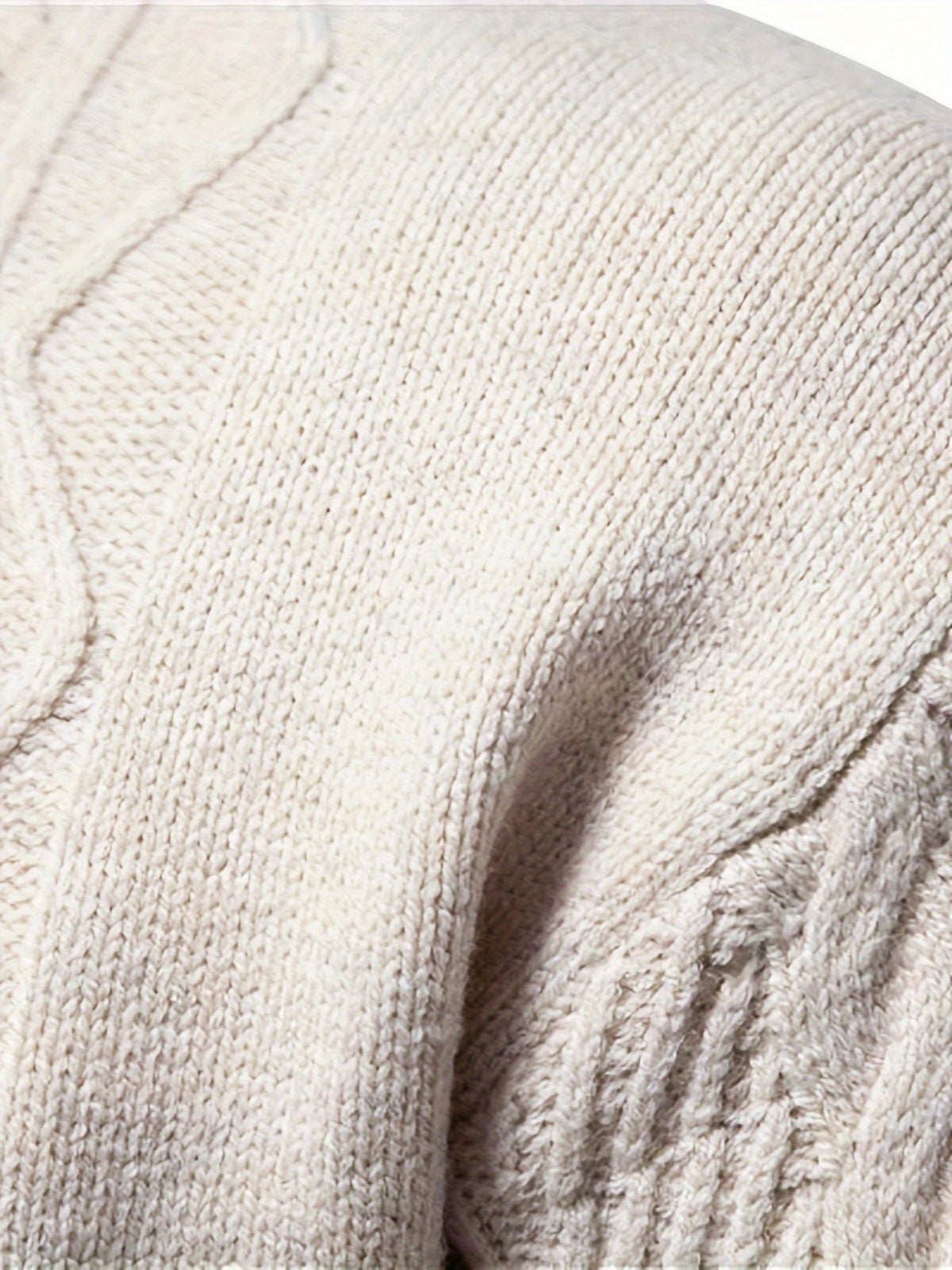 Men's long-sleeved colour block knitted jumper with crew neck and ribbed trims