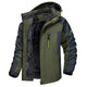 Men's hooded colour-block windbreaker jacket with zip front and fleece-look lining