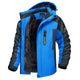 Men's hooded colour-block windbreaker jacket with zip front and fleece-look lining