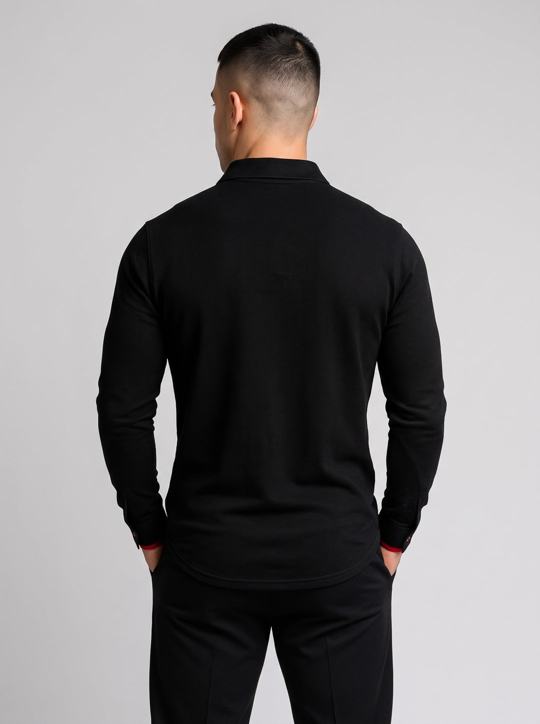 Men's Long Sleeve Piqué Polo Shirt in black