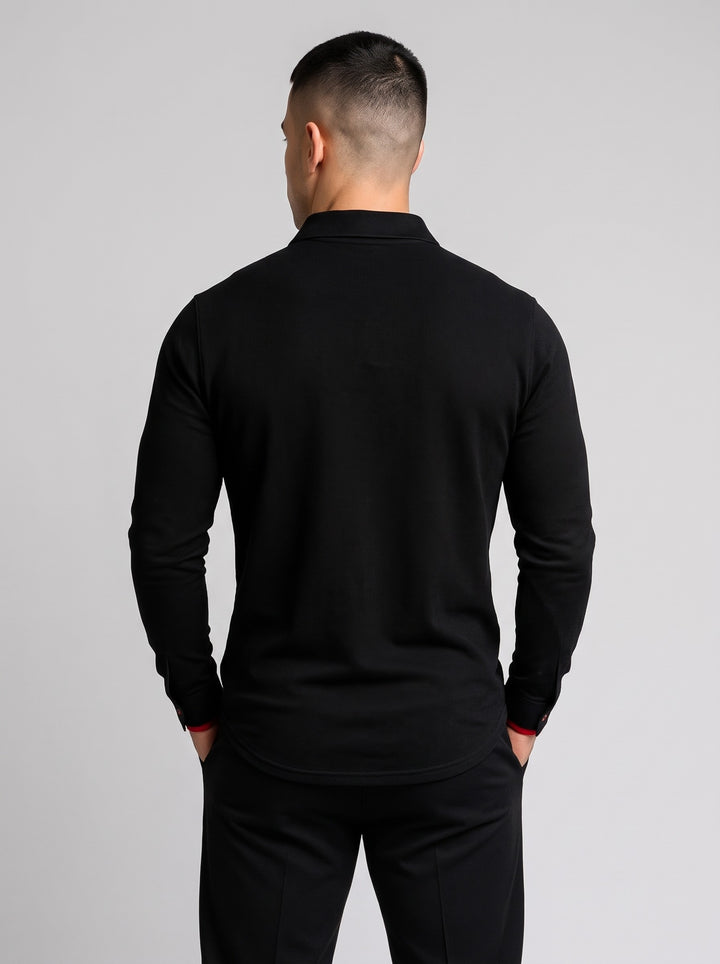 Men's Long Sleeve Piqué Polo Shirt in black