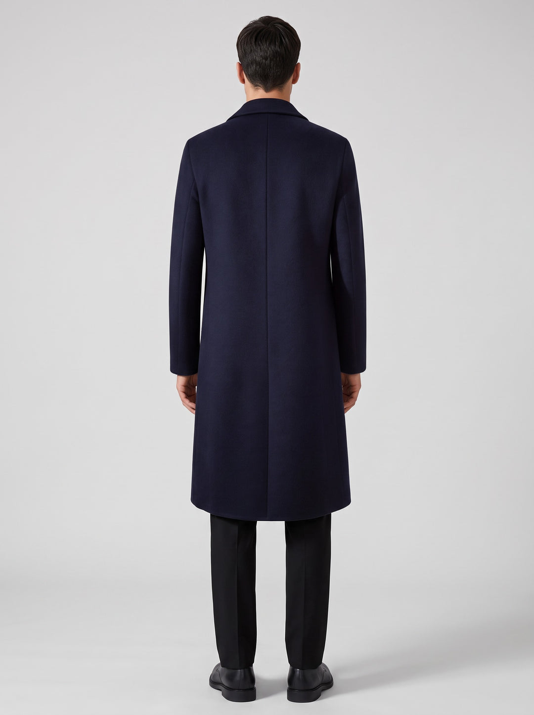 Men's Long Tailored Winter Overcoat in navy