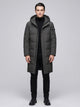 Men's Longline Hooded Puffer Coat in dark grey