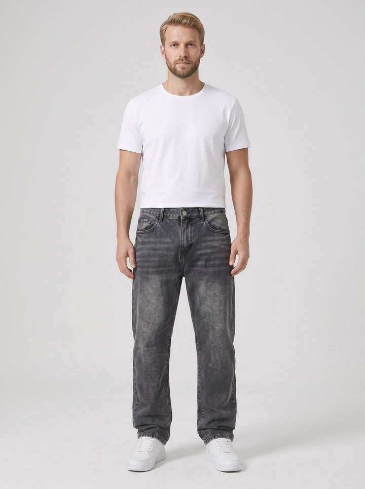 Men's Loose Fit Straight Leg Jeans in black