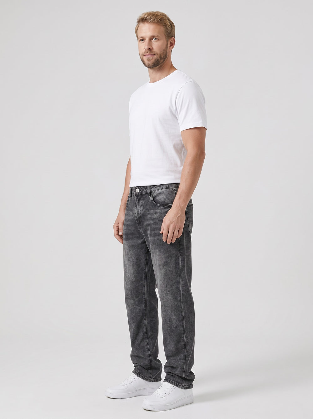Men's Loose Fit Straight Leg Jeans in black