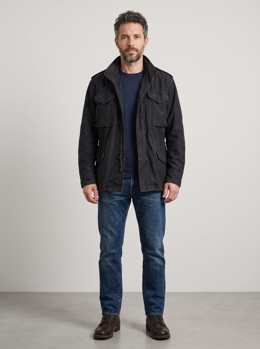 Men's Vintage Military Field Jacket in black