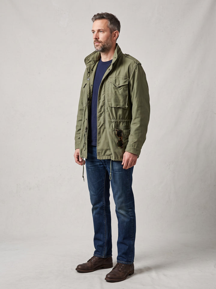 Men's Vintage Military Field Jacket in olive green