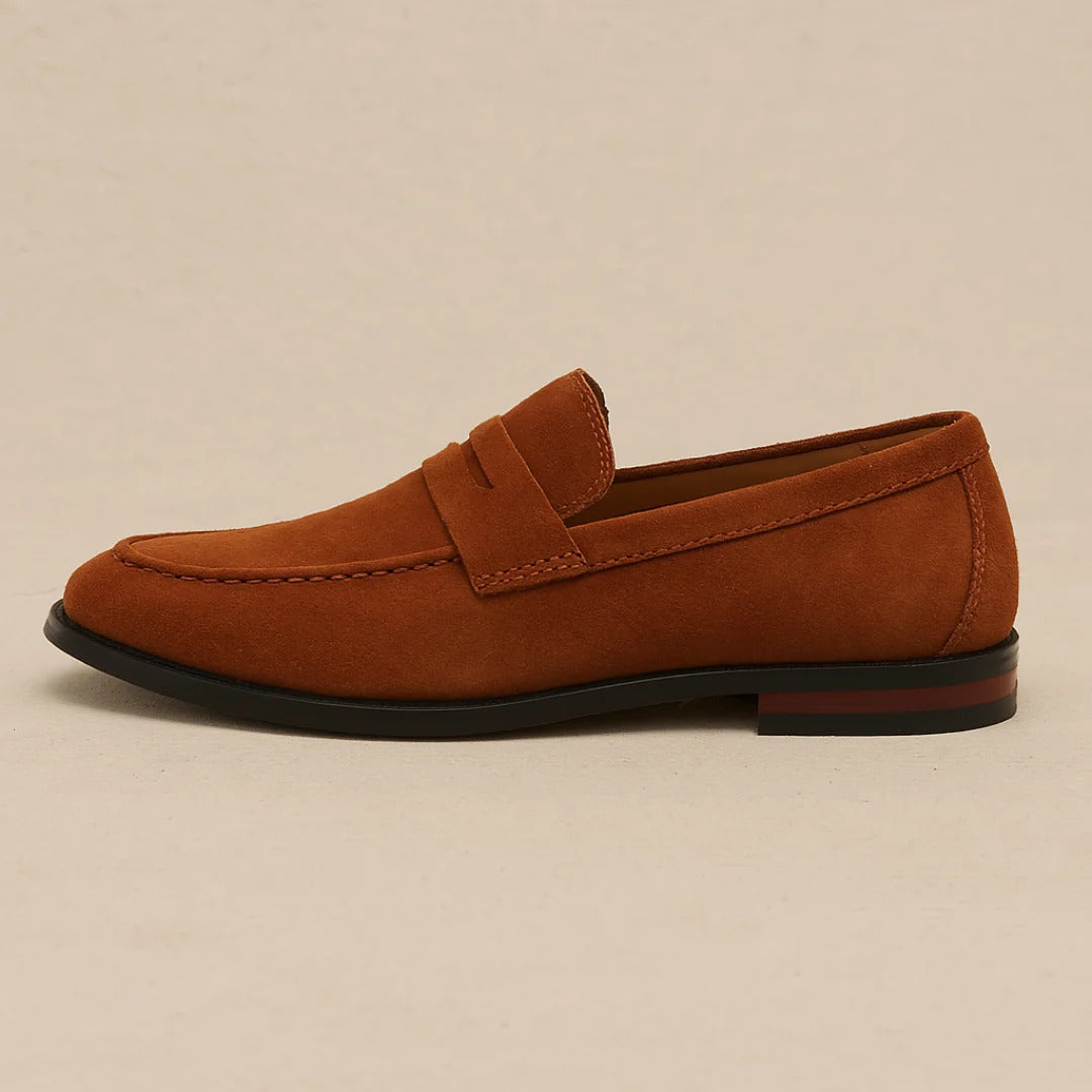 Men's Suede-Look Moc Toe Penny Loafers