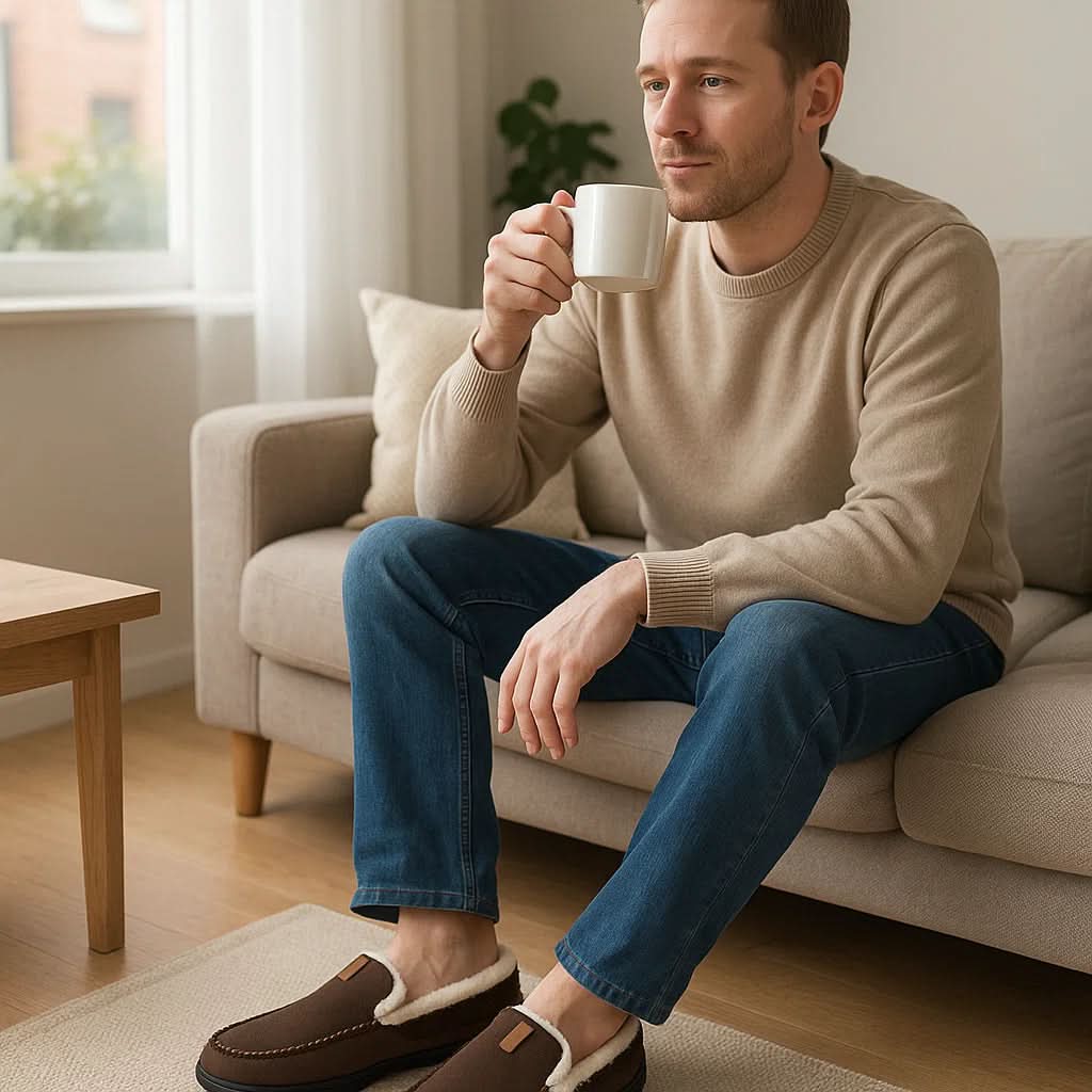 Men's Plush Lined Moccasin Slippers