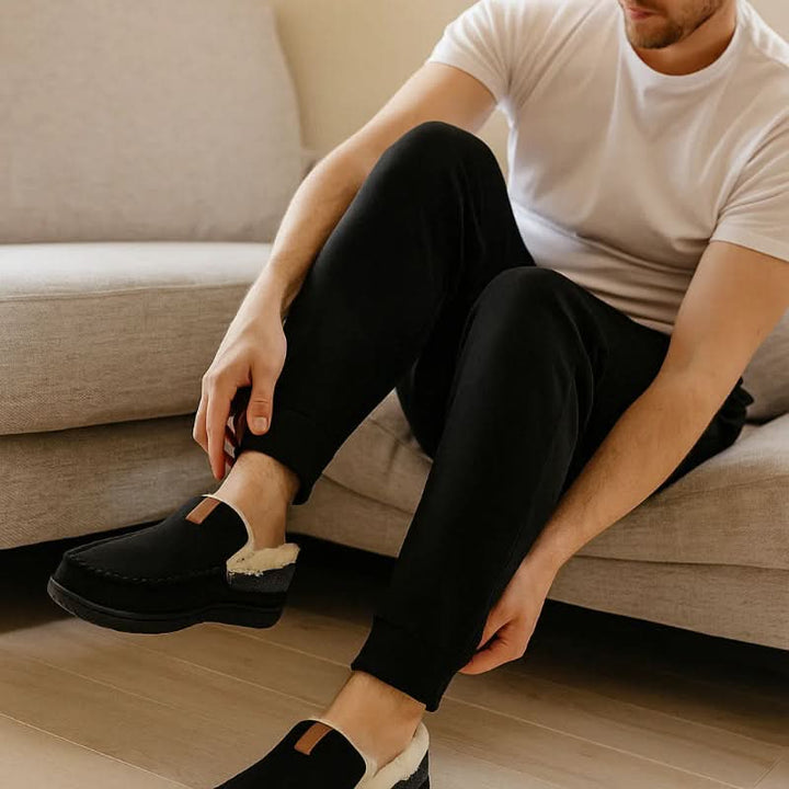 Men's Plush Lined Moccasin Slippers
