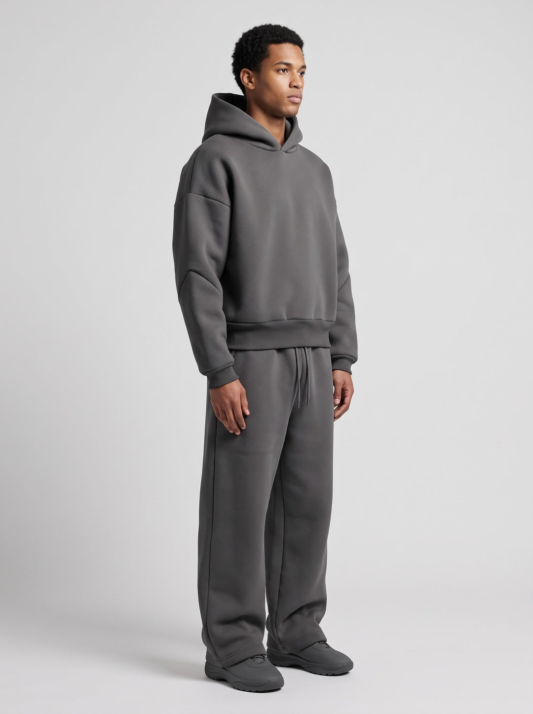 Men's Oversized Hoodie and Wide Leg Jogger Set in dark grey