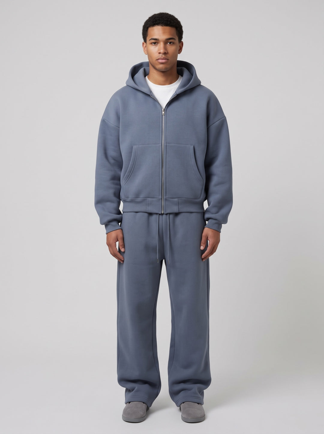 Men's Oversized Heavyweight Zip Hoodie Tracksuit in blue