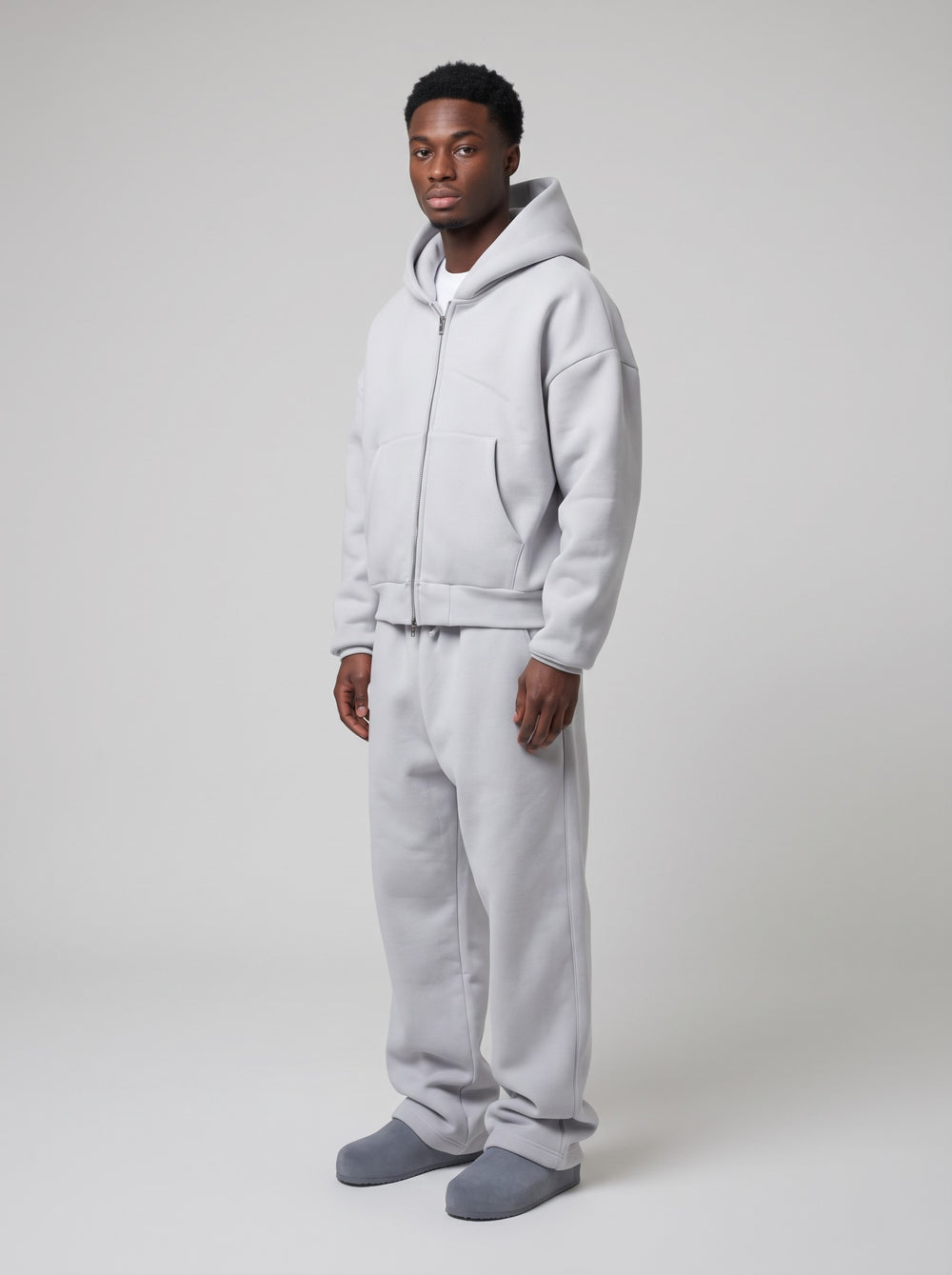 Men's Oversized Heavyweight Zip Hoodie Tracksuit in grey