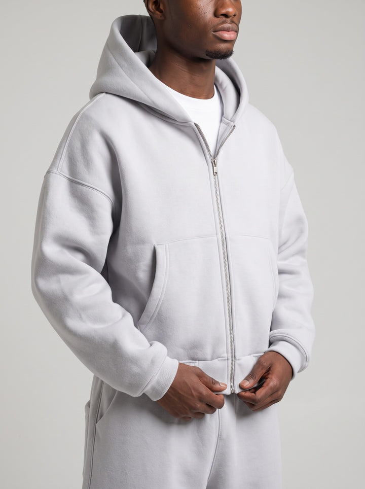 Men's Oversized Heavyweight Zip Hoodie Tracksuit in grey