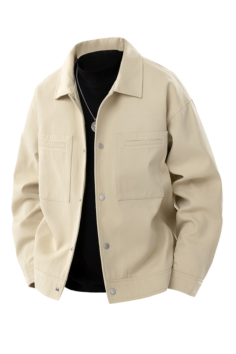 Men's Oversized Twill Jacket with Press Studs
