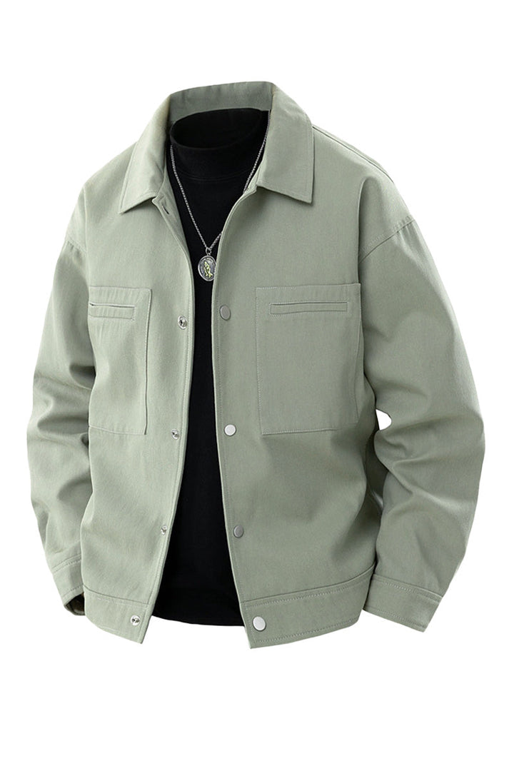 Men's Oversized Twill Jacket with Press Studs