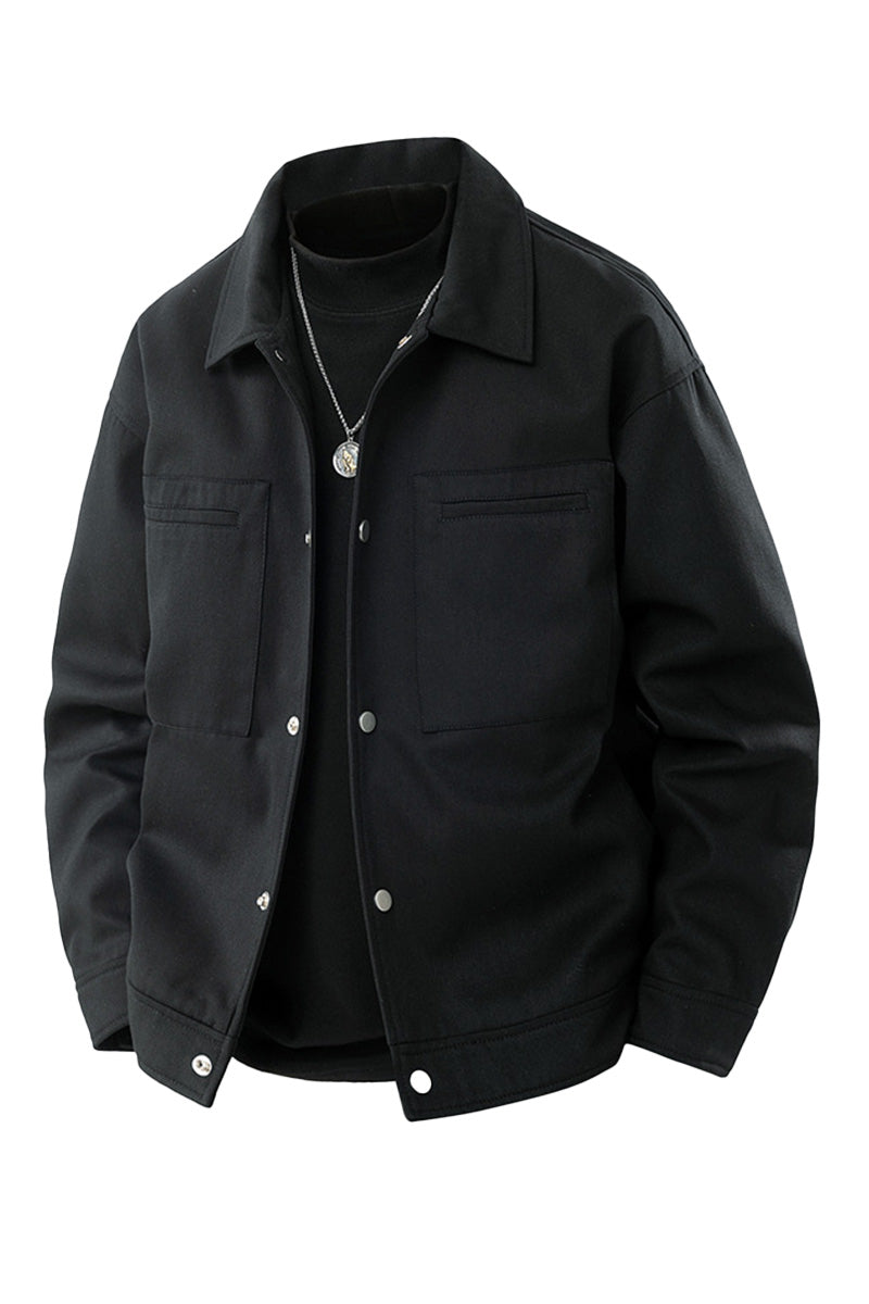 Men's Oversized Twill Jacket with Press Studs