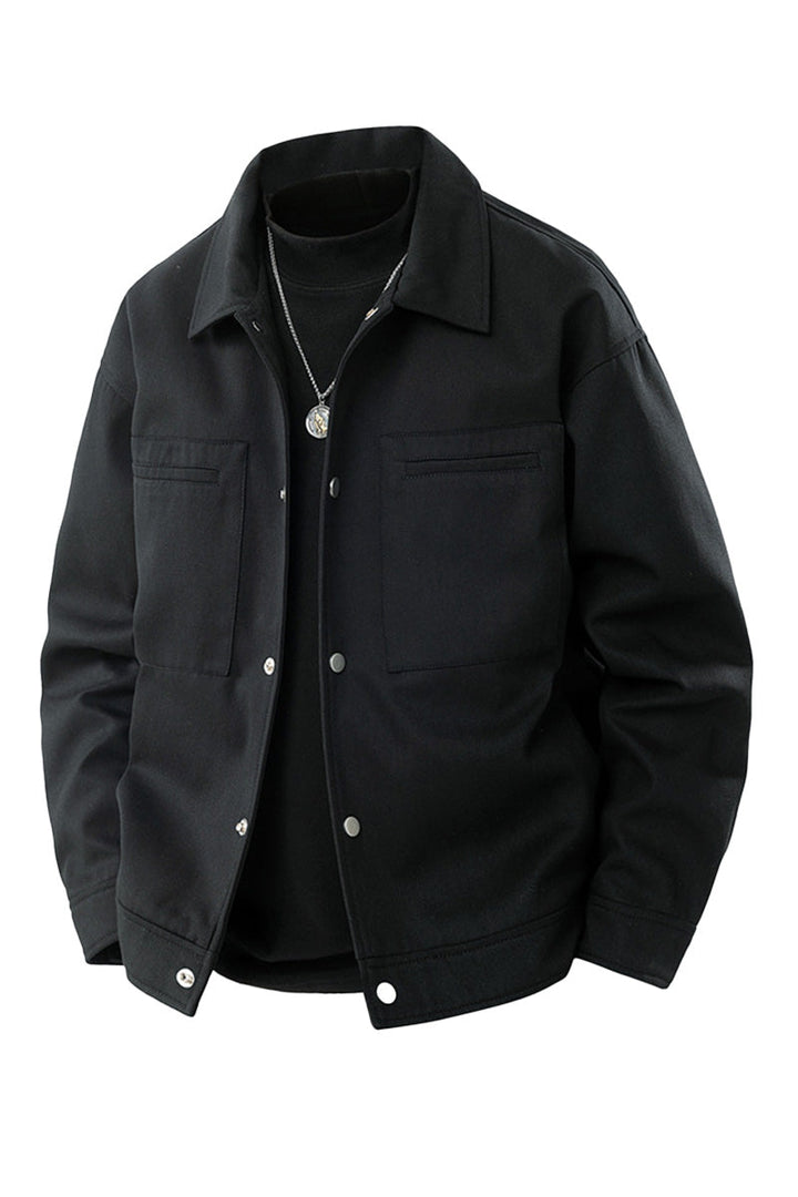 Men's Oversized Twill Jacket with Press Studs