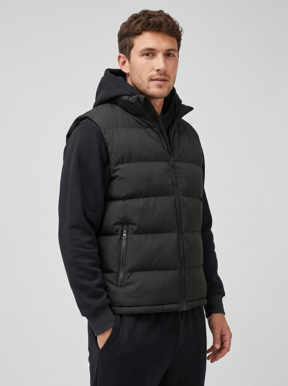 Men's Quilted Padded Gilet in black