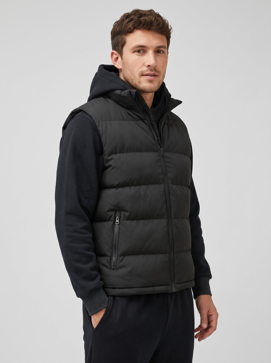 Men's Quilted Padded Gilet in black