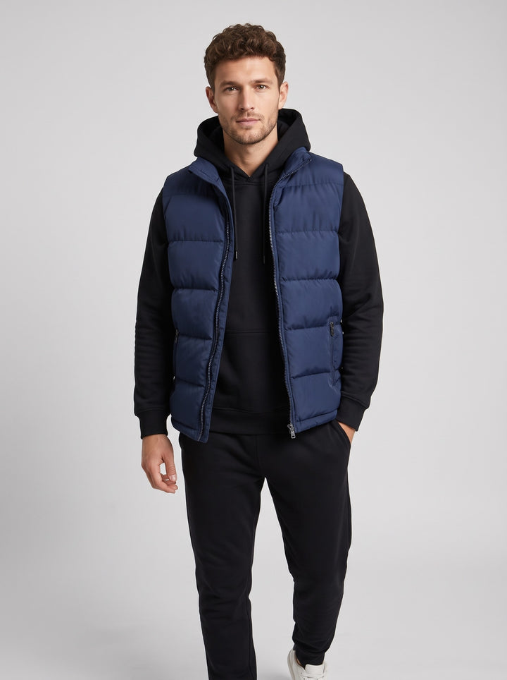Men's Quilted Padded Gilet in navy