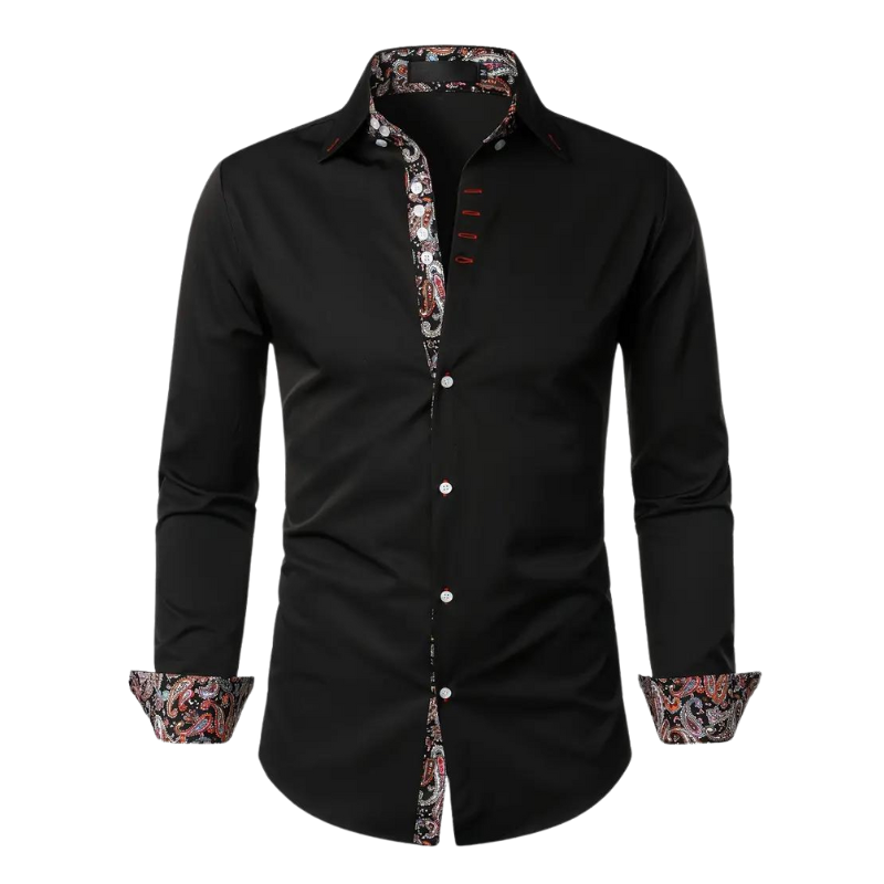 Men's Slim Fit Shirt with Paisley Contrast Trim