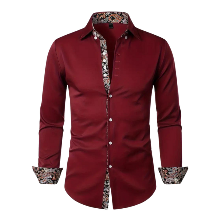 Men's Slim Fit Shirt with Paisley Contrast Trim