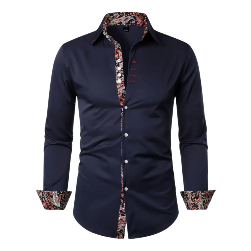 Men's Slim Fit Shirt with Paisley Contrast Trim
