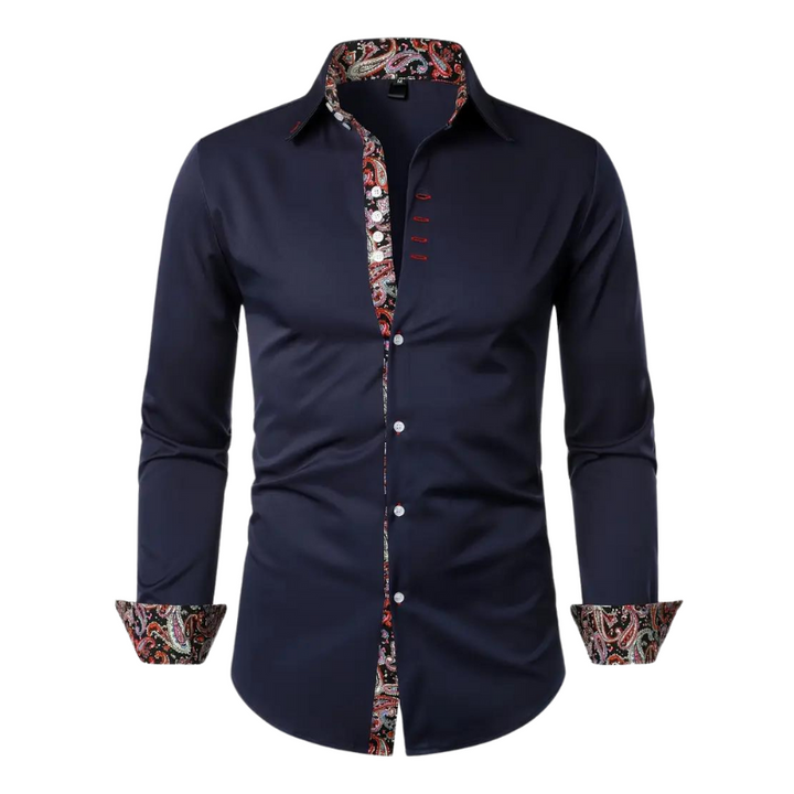 Men's Slim Fit Shirt with Paisley Contrast Trim
