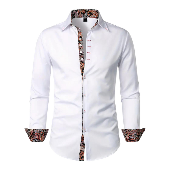 Men's Slim Fit Shirt with Paisley Contrast Trim