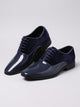 Men's Glossy Patent Lace-Up Wedding Shoes in blue
