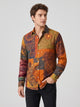Men's Peacock Print Shirt in orange