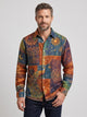 Men's Peacock Print Shirt in blue